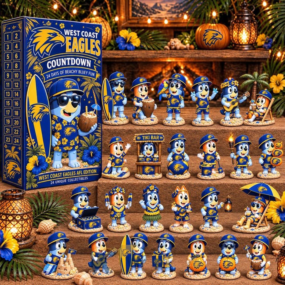 West Coast Eagles Afl X Bluey Tropical Journey Advent Calendar Fun Surprise Box Ornaments Decor