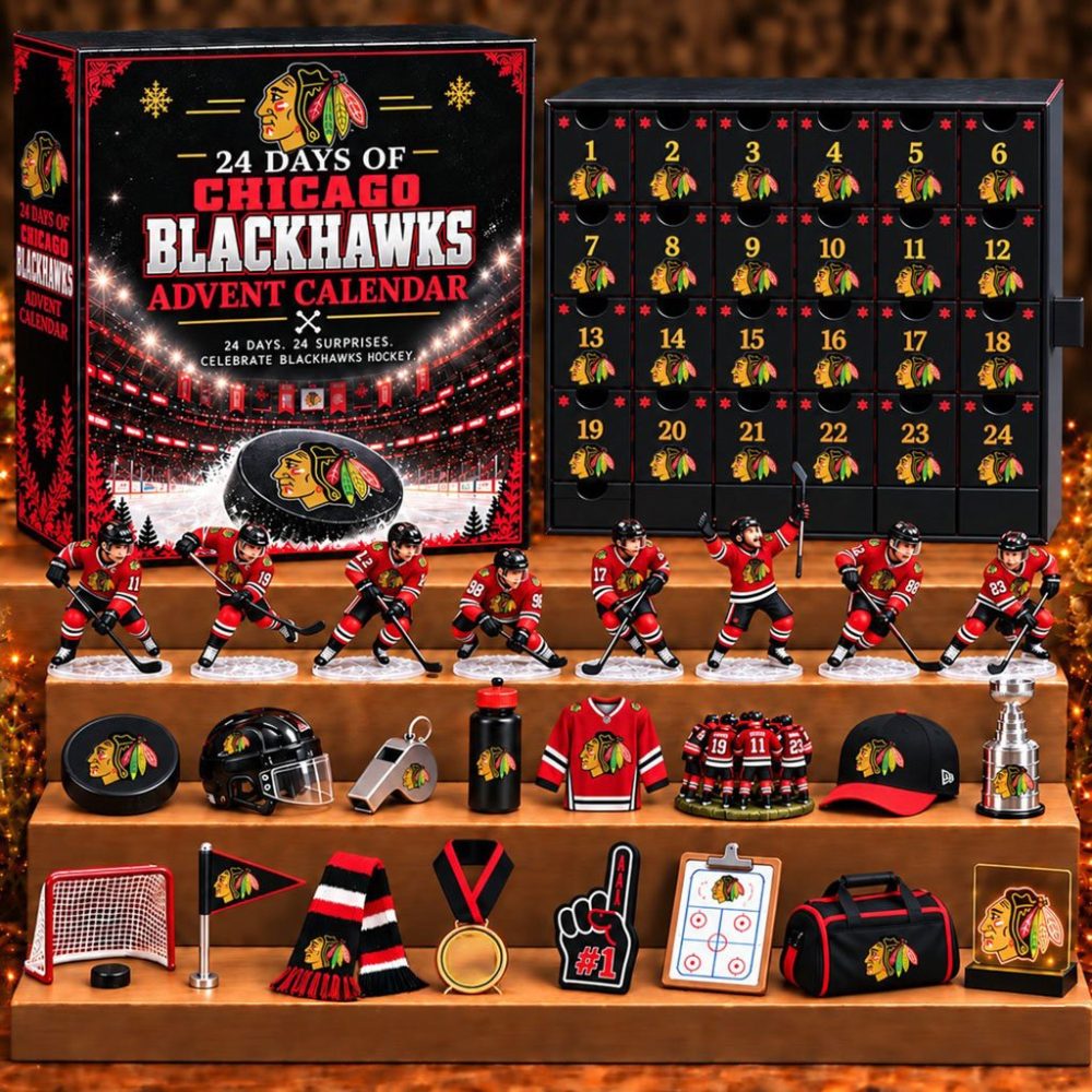 Chicago Blackhawks Advent Calendar Ice Hockey Christmas Ornaments Blackhawks Merch Xmas Decor