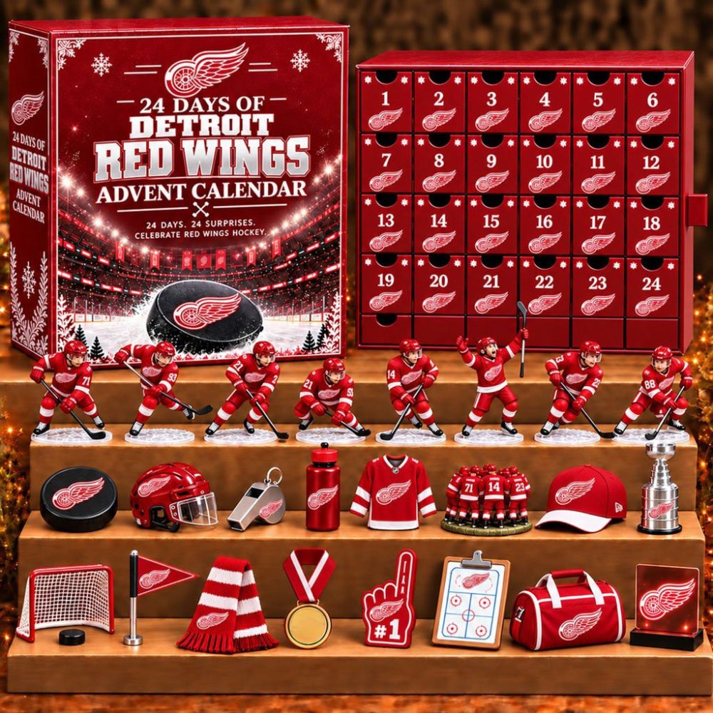 Detroit Red Wings 24 Days Of Hockey Ice Advent Calendar Christmas Tree Ornaments Red Wings Merch