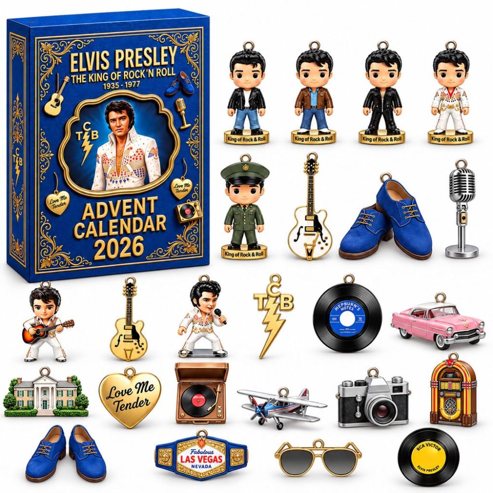 Elvis Presley 2026 King Of Rock N Roll Advent Calendar Christmas Ornaments Elvis Presley Merch