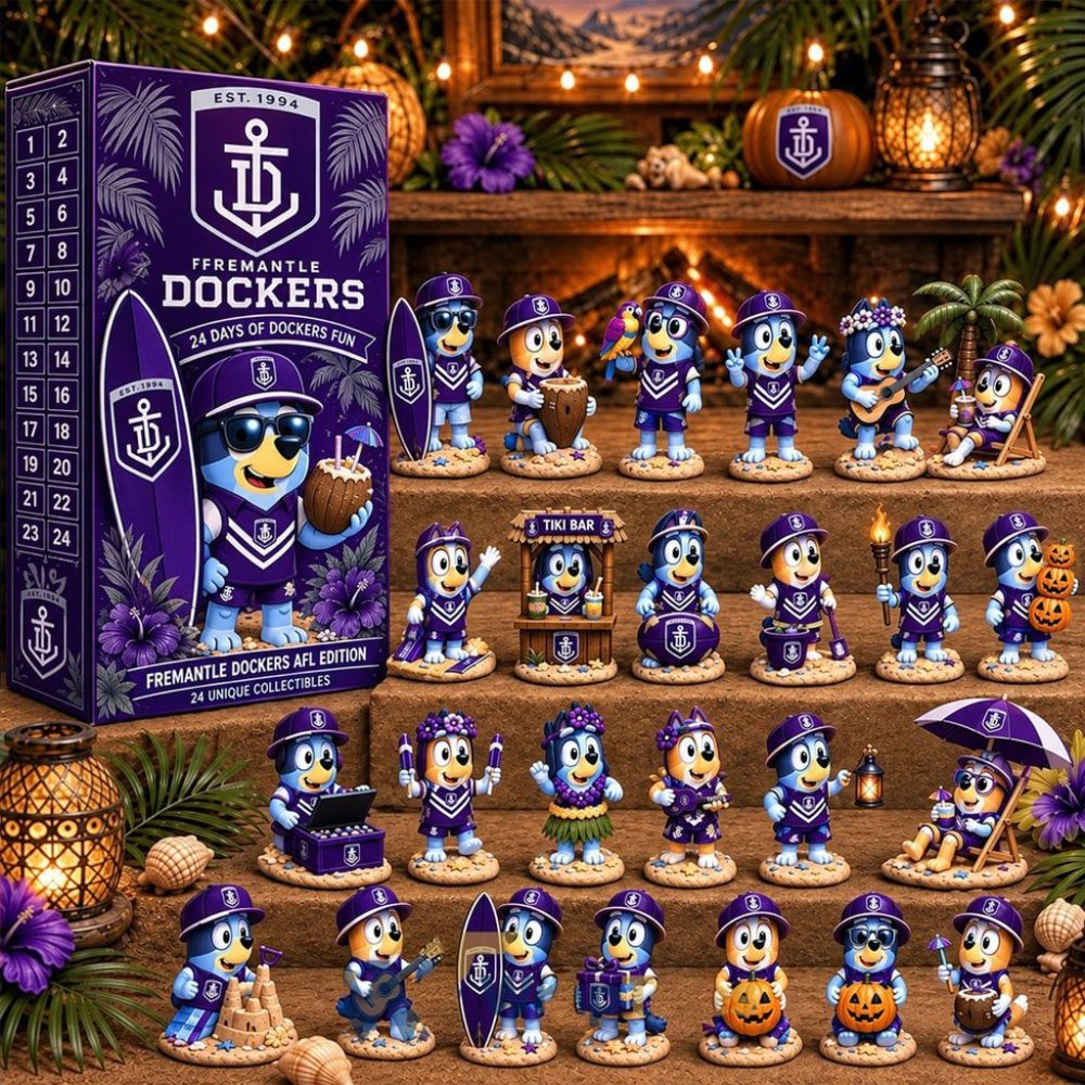 Fremantle Dockers Afl X Bluey Tropical Journey Advent Calendar Countdown Box Ornaments Decor