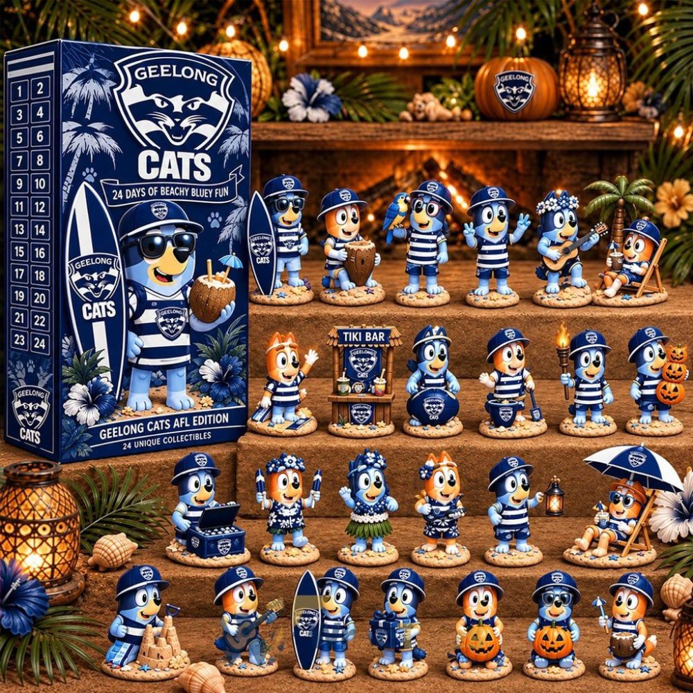 Geelong Cats Afl X Bluey Tropical Journey Advent Calendar Surprise Box Ornaments Gifts