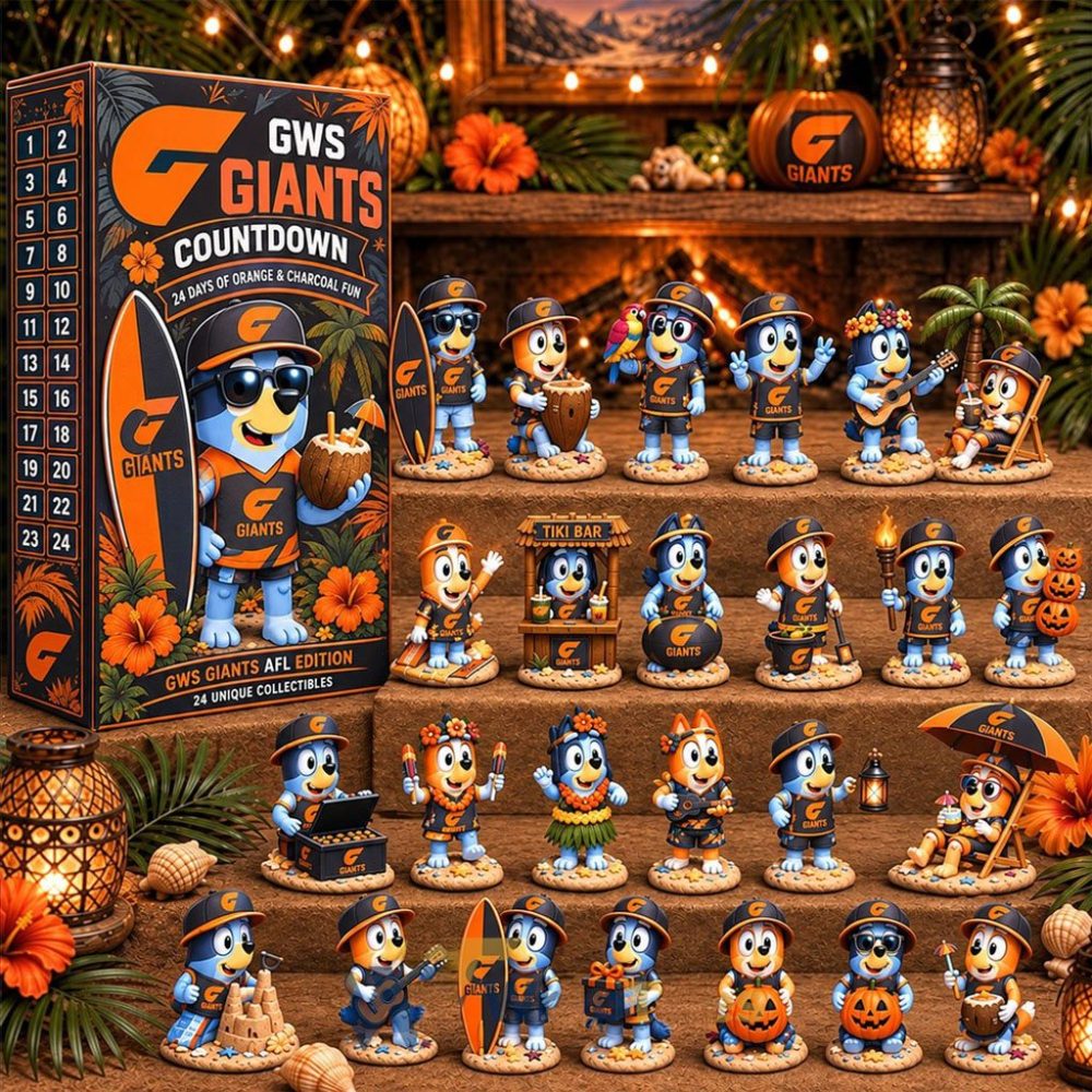 Gws Giants Afl X Bluey Tropical Journey Advent Calendar Holiday Ornaments Gws Giants Merch