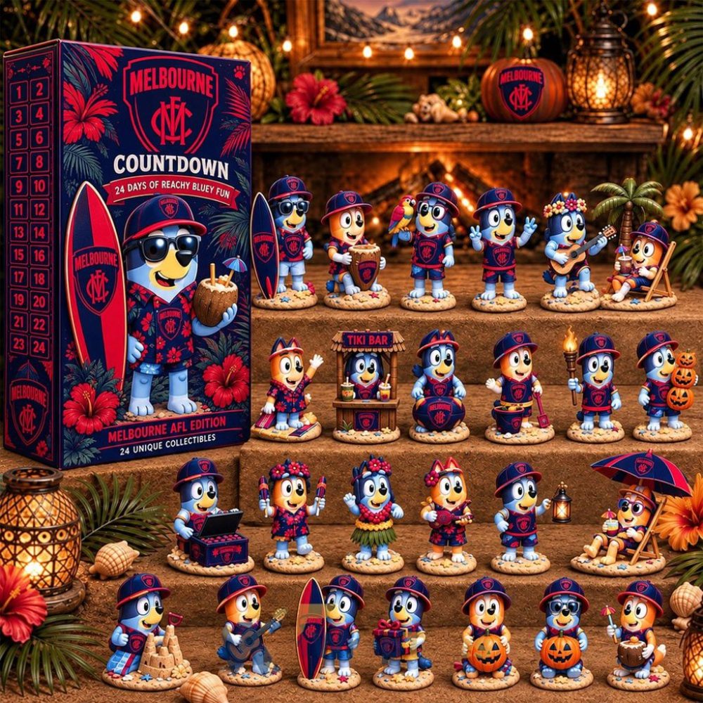 Melbourne Demons Afl X Bluey Tropical Journey Advent Calendar Holiday Ornaments Countdown Box