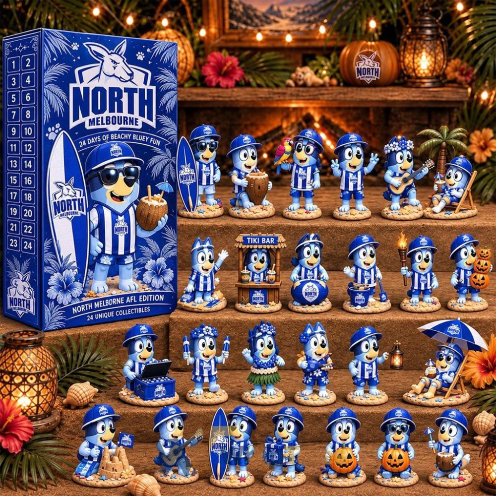 North Melbourne Kangaroos Afl X Bluey Tropical Journey Advent Calendar Holiday Ornaments