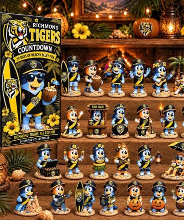 Richmond Tigers Afl X Bluey Tropical Journey Advent Calendar Holiday Countdown Box Ornaments