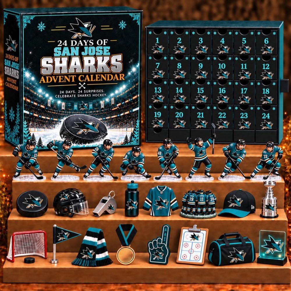 San Jose Sharks 24 Days Of Hockey Ice Advent Calendar Christmas Ornaments San Jose Sharks Merch