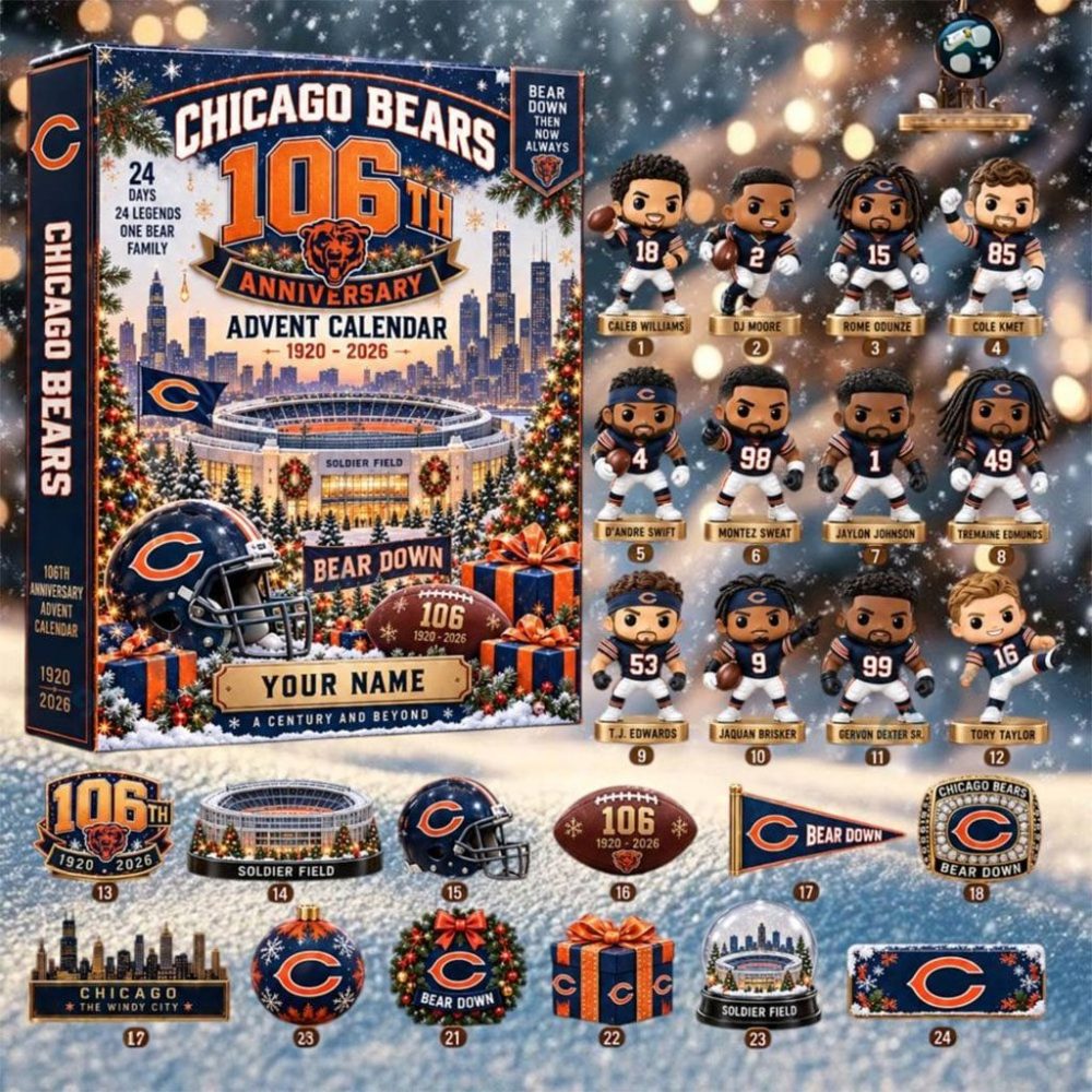 Personalized Chicago Bears 106Th Anniversary Advent Calendar 2026 Christmas Ornament Decor