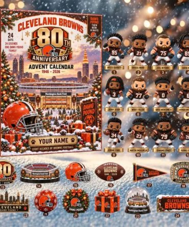 Personalized Cleveland Browns 80Th Anniversary Advent Calendar 2026 Dawg Pound Xmas Ornaments