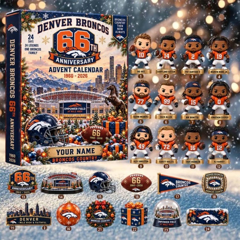 Personalized Denver Broncos 66Th Anniversary Advent Calendar 2026 Xmas Ornaments Broncos Merch