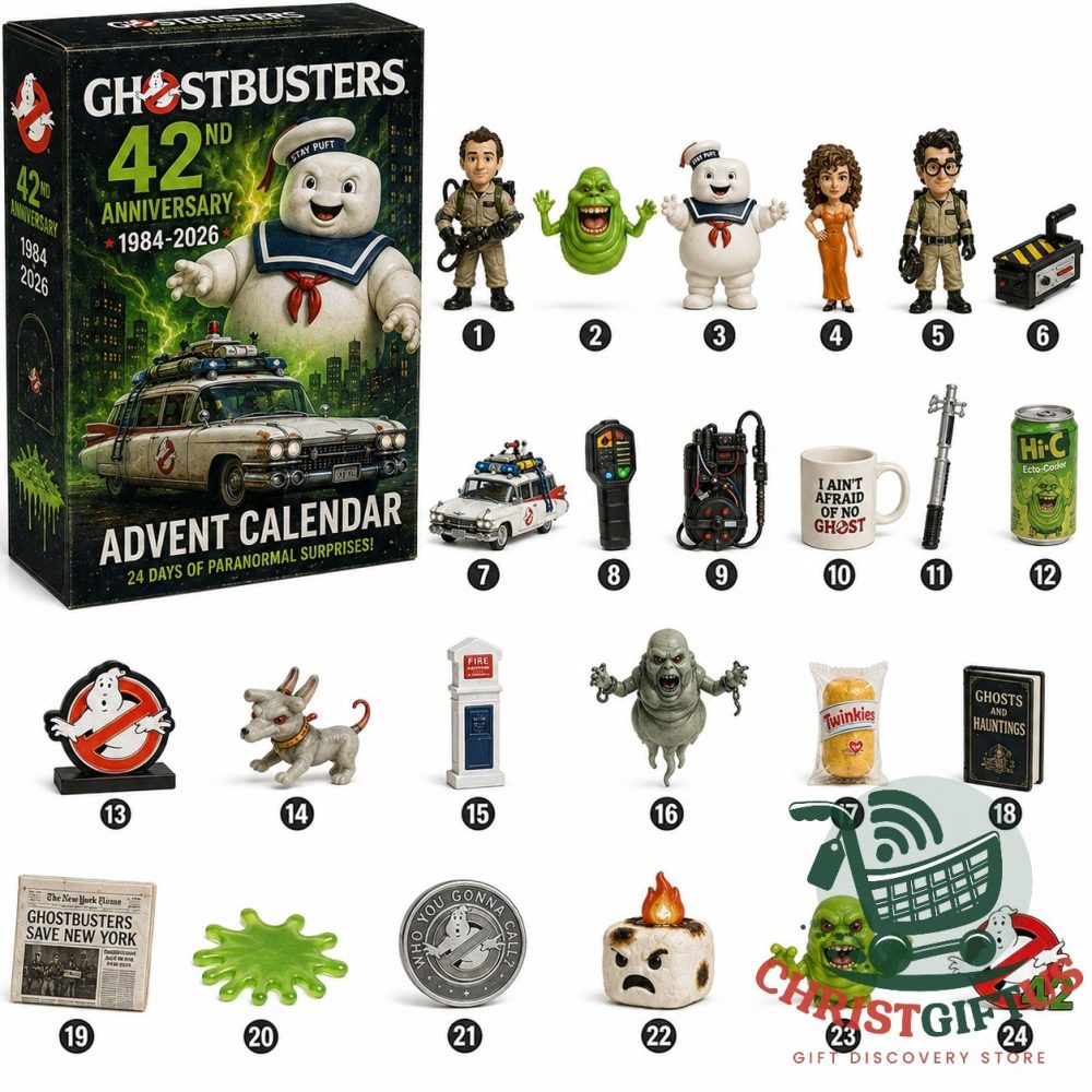 Ghostbusters 42Nd Anniversary 2026 Advent Calendar 24 Day Holiday Countdown Box Gift For Kids, 3D Acrylic Collectibles