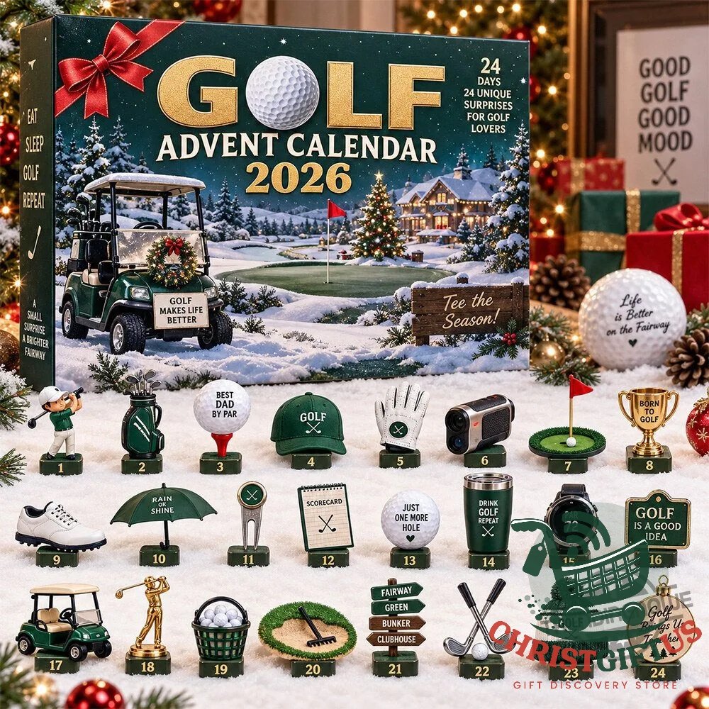 Golf 2026 Christmas Advent Calendar 24 Day Christmas Countdown Box Gift For Brothers, 3D Acrylic Collectibles