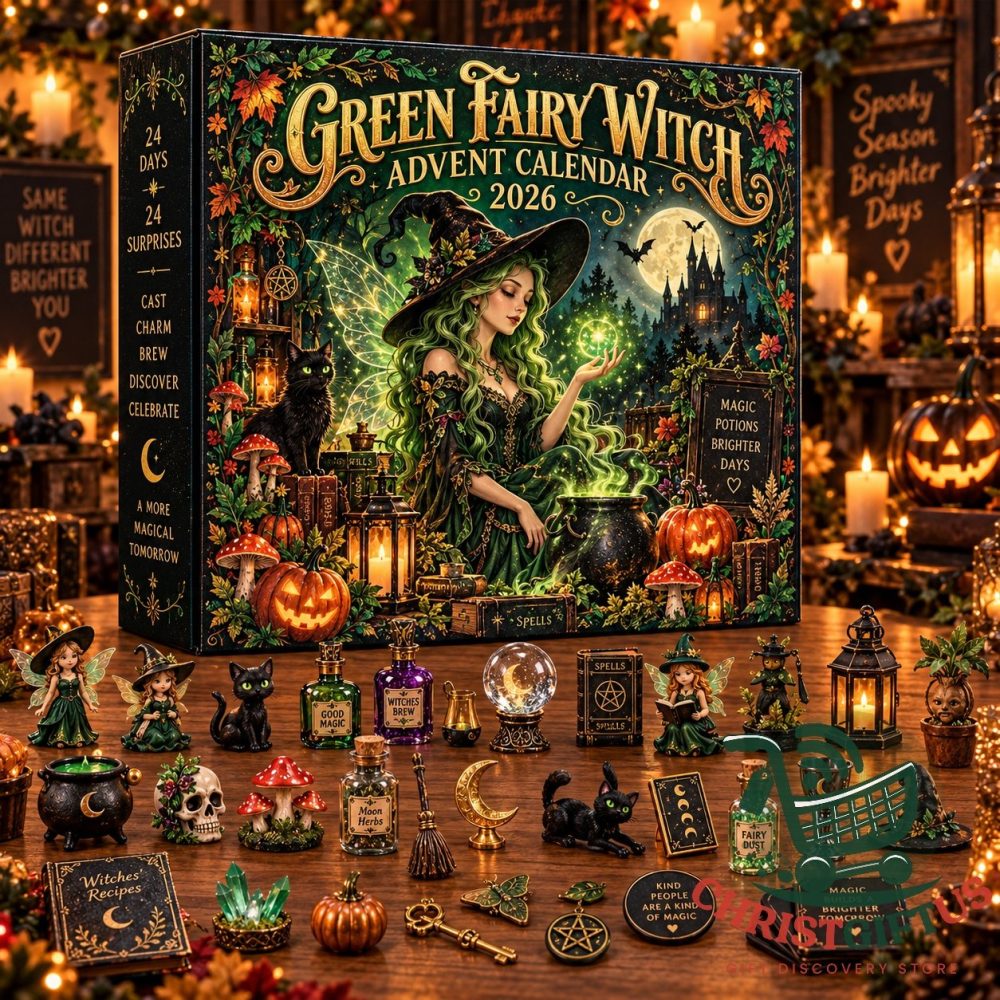 Green Fairy Witch Halloween 2026 Advent Calendar 24 Day Ornaments Countdown Gift For Her, 3D Acrylic Collectibles