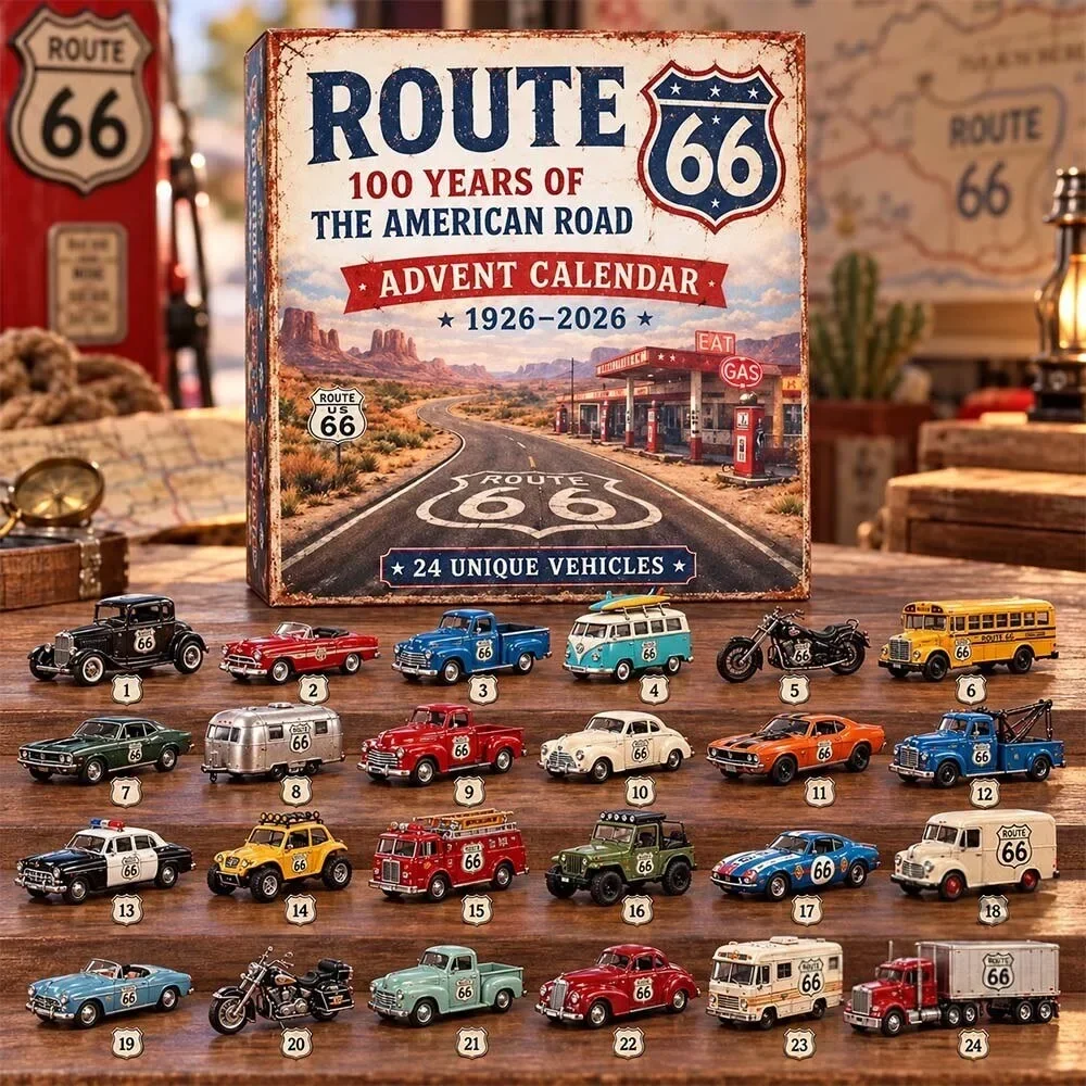 Route 66 100Th Anniversary Christmas Advent Calendar 2026 Xmas Countdown , 3D Acrylic Collectibles
