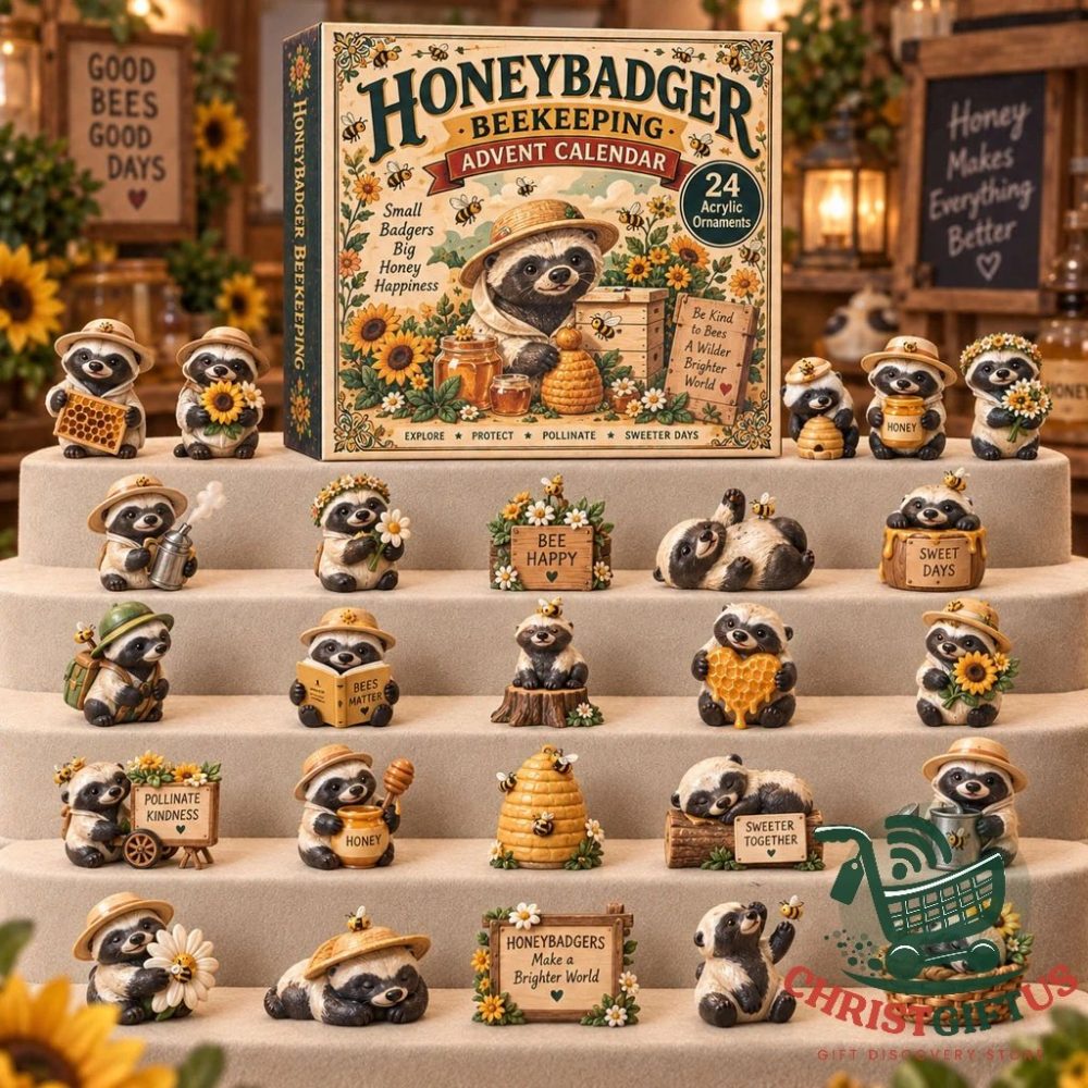 Honey Badger Beekeeping Advent Calendar 2026 24 Acrylic Charms Blind Box Gift For Kids, 3D Acrylic Collectibles