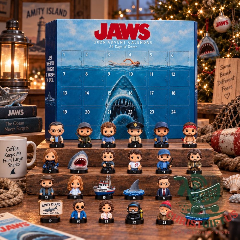 Jaws 2026 24 Days Of Terror Advent Calendar 24 Day Holiday Countdown Gift For Movie Lover, 3D Acrylic Collectibles