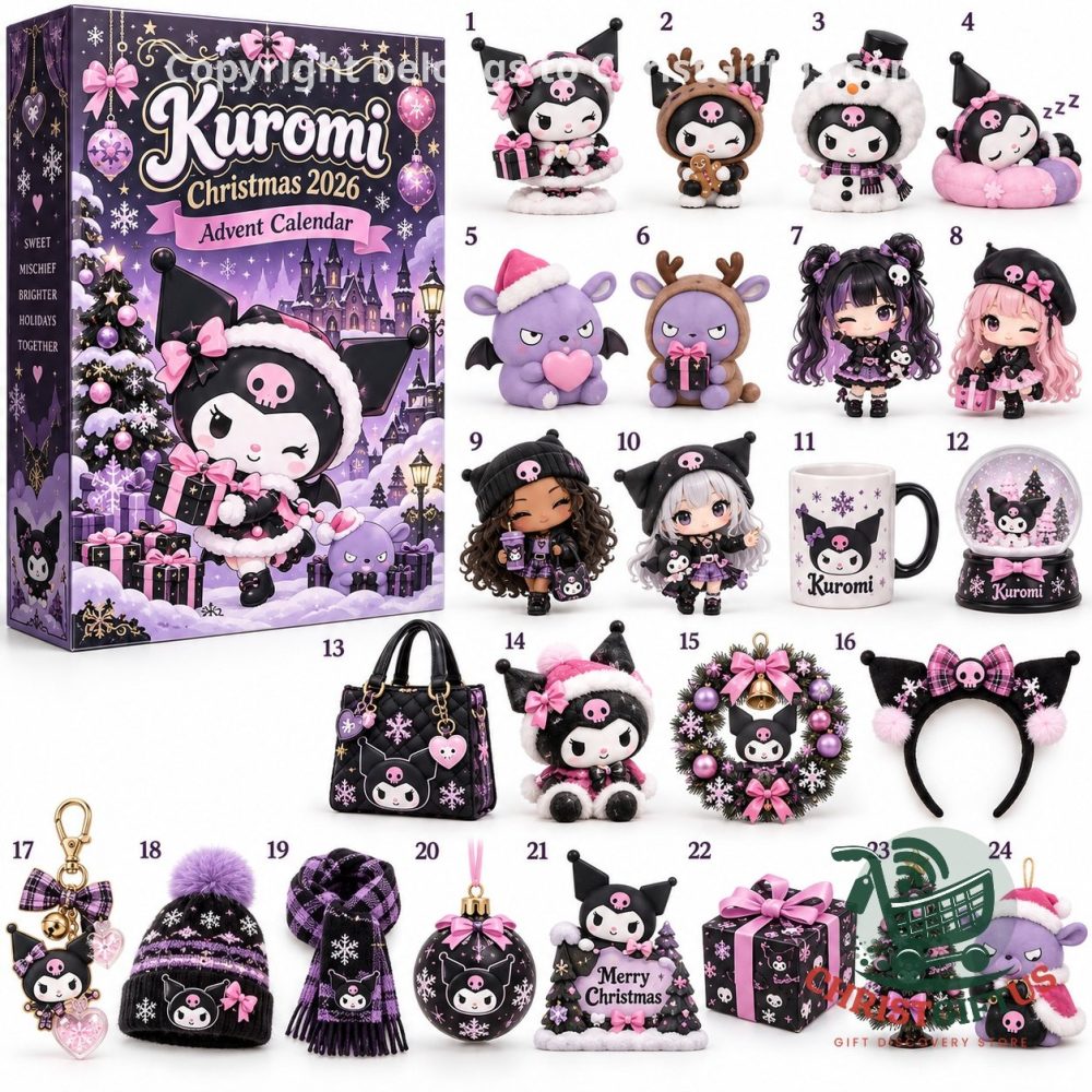 Kuromi Christmas 2026 Advent Calendar 24 Day Acrylic Ornaments Christmas Countdown Box Gift For Girlfriends, 3D Acrylic Collectibles
