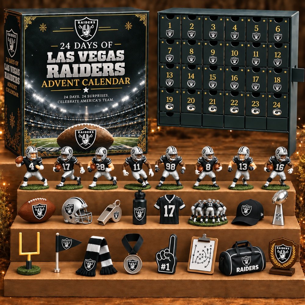 Las Vegas Raiders Advent Calendar 24 Day Ornaments Christmas Countdown Gift For Brothers, 3D Acrylic Collectibles