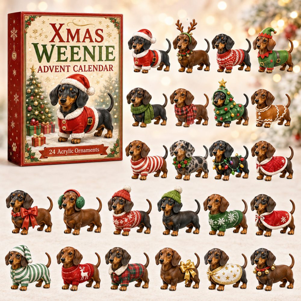Dachshund Christmas Advent Calendar 2026 24 Day Festive Countdown Gift For Dog Lovers, 3D Acrylic Collectibles