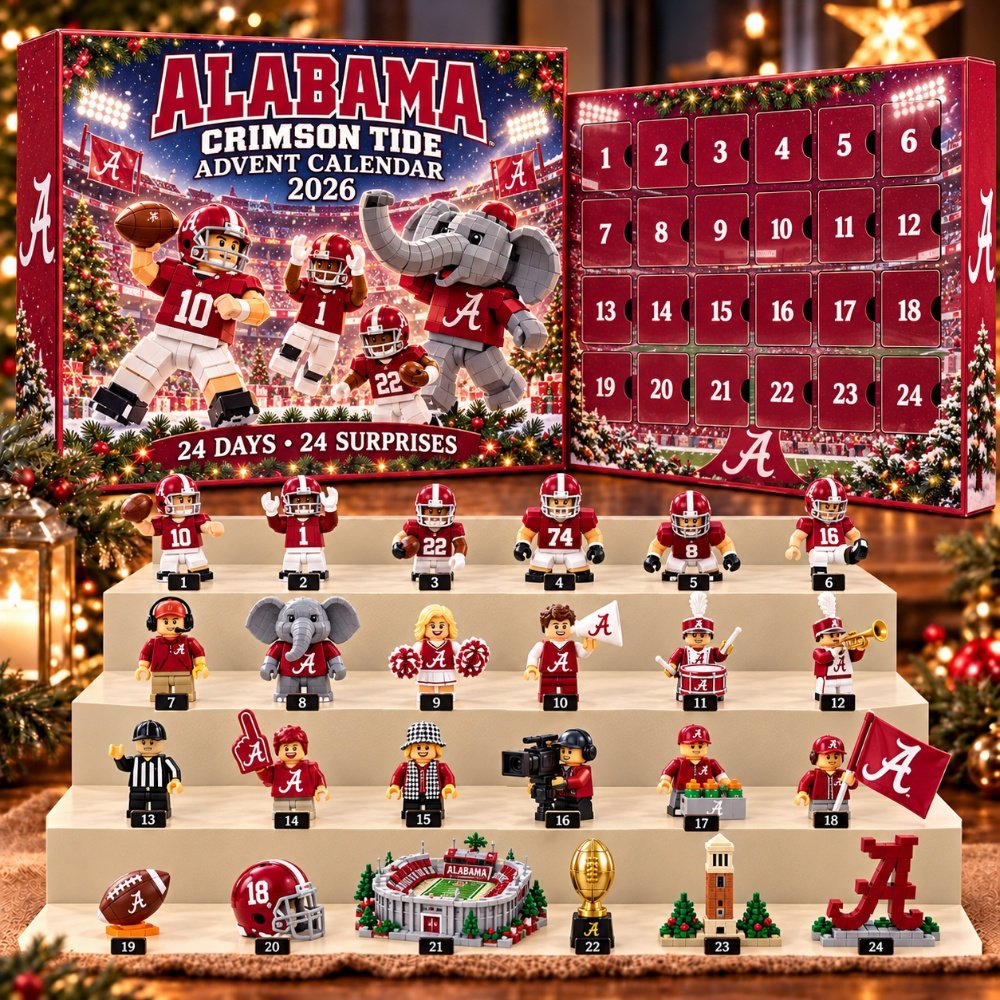 Alabama Crimson Tide Advent Calendar Xmas Tree Ornaments Indoor Decorations, 3D Acrylic Collectibles