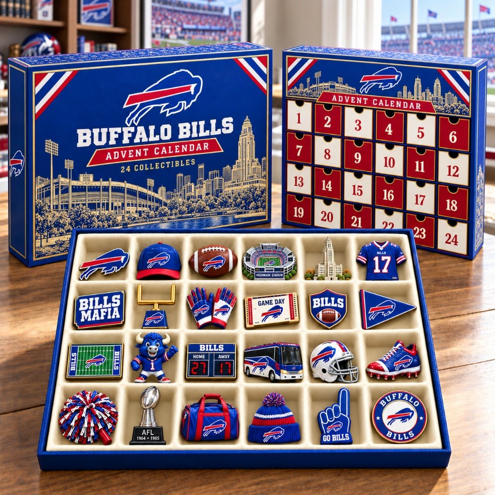 Buffalo Bills Advent Calendar Xmas Tree Ornaments Living Room Decorations, 3D Acrylic Collectibles