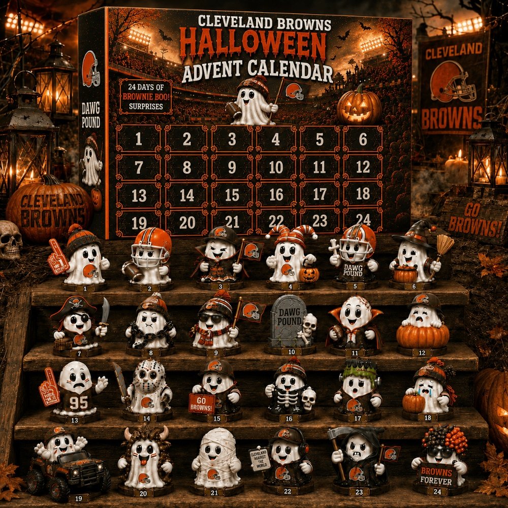 Cleveland Browns Halloween Advent Calendar Xmas Ornaments Holiday Decorations, 3D Acrylic Collectibles