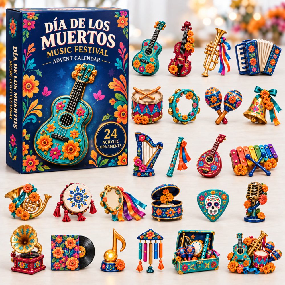 Dia De Los Muertos Music Festival Advent Calendar 2026 Folk Music 24 Days Countdown Mexican Gift, 3D Acrylic Collectibles