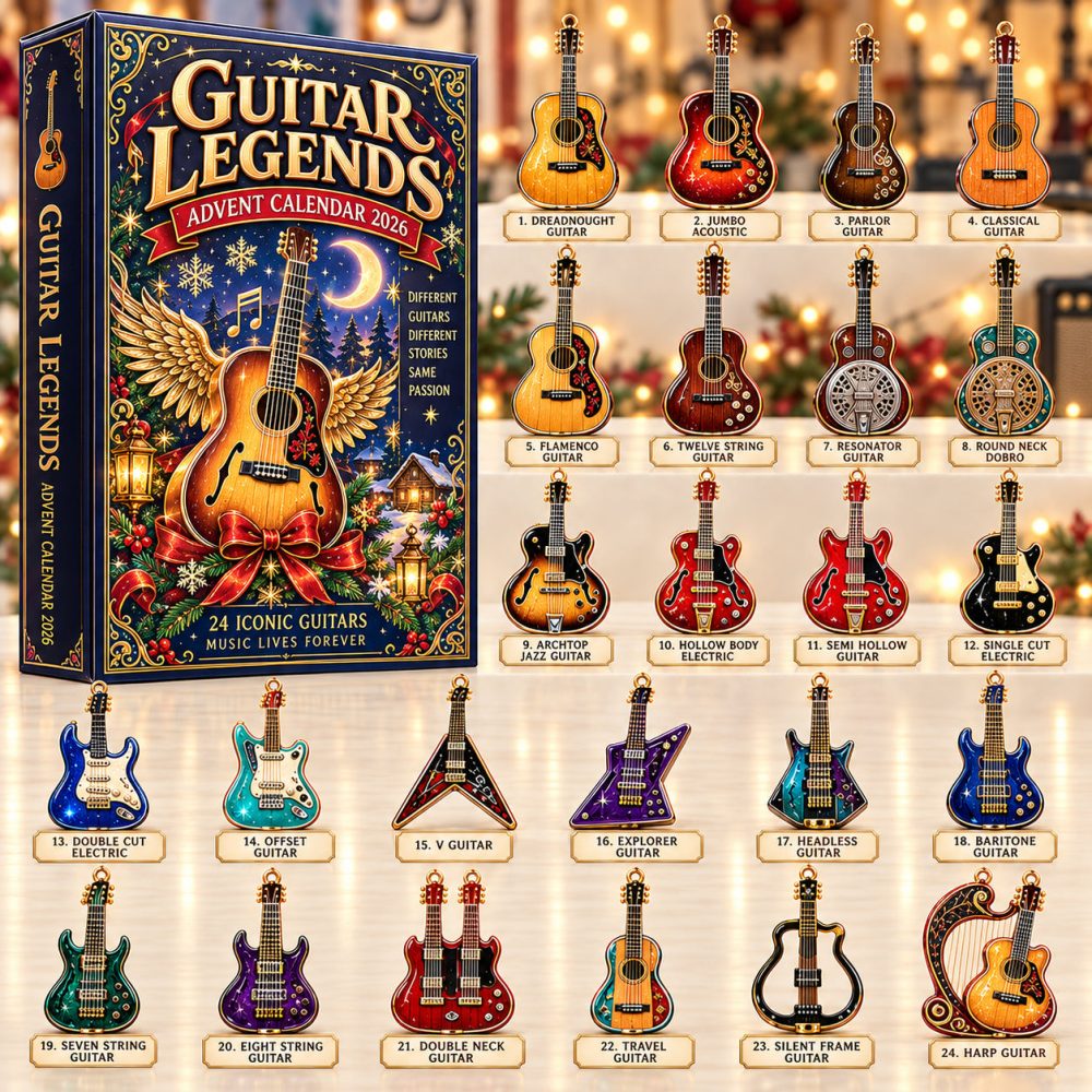 Guitar Legends Advent Calendar 2026 Iconic Guitar Types 24 Days Countdown Musician Gift, 3D Acrylic Collectibles