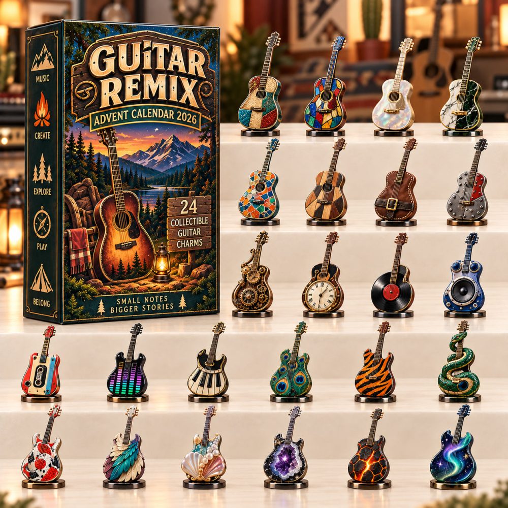 Guitar Remix Advent Calendar 2026 Eclectic Guitar Charms 24 Days Countdown Songwriter Gift, 3D Acrylic Collectibles