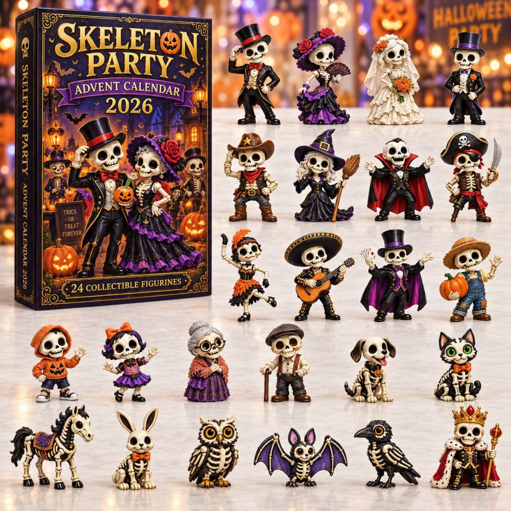 Haunted Halloween Advent Calendar 2026 Skeleton Party 24 Days Countdown Halloween Gift For Him, 3D Acrylic Collectibles