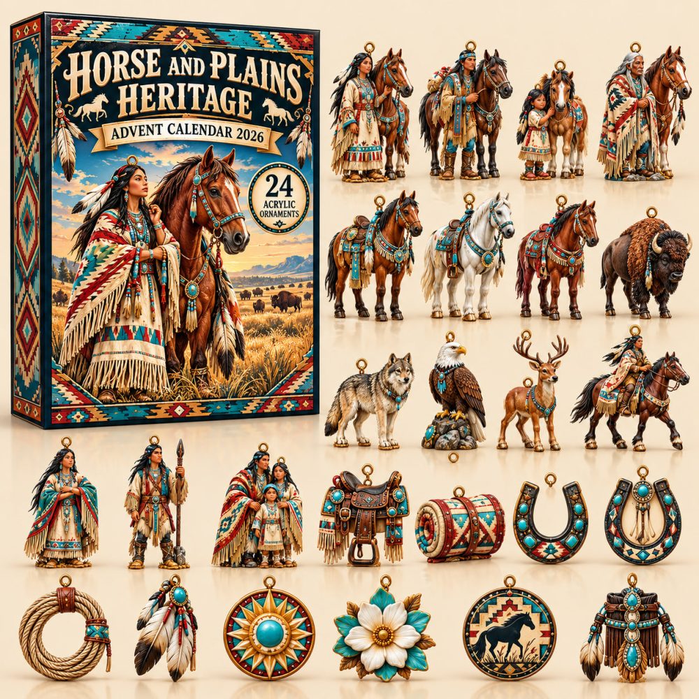 Horse And Plains Heritage Advent Calendar 2026 Horse Bison 24 Days Countdown Horse Lover Gift, 3D Acrylic Collectibles