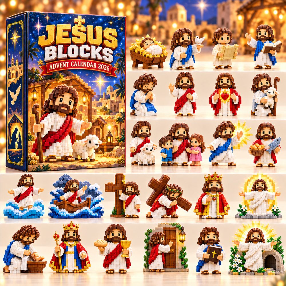 Jesus Blocks Advent Calendar 2026 Pixel Bible Story 24 Days Countdown Sunday School Gift, 3D Acrylic Collectibles