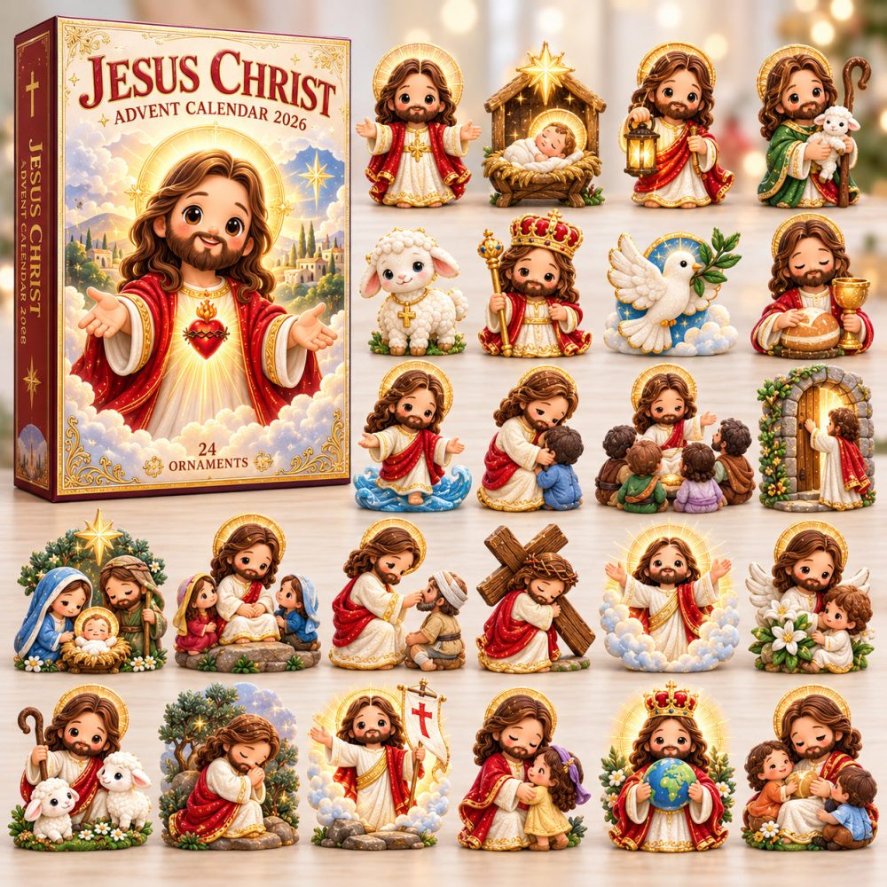 Jesus Love And Faith Advent Calendar 2026 Sacred Heart Jesus 24 Days Countdown Faith Gift For Mom, 3D Acrylic Collectibles