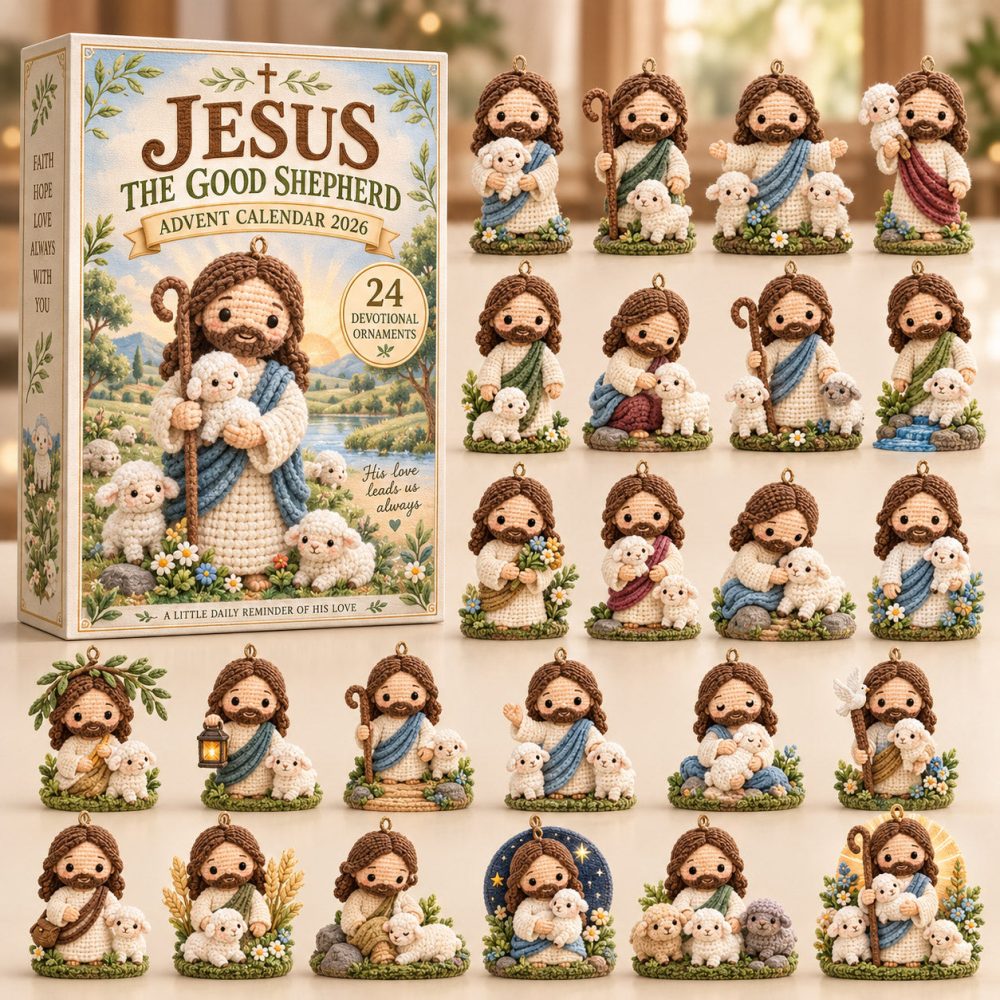 Jesus The Good Shepherd Advent Calendar 2026 Crochet Lamb 24 Days Countdown Sunday School Gift, 3D Acrylic Collectibles