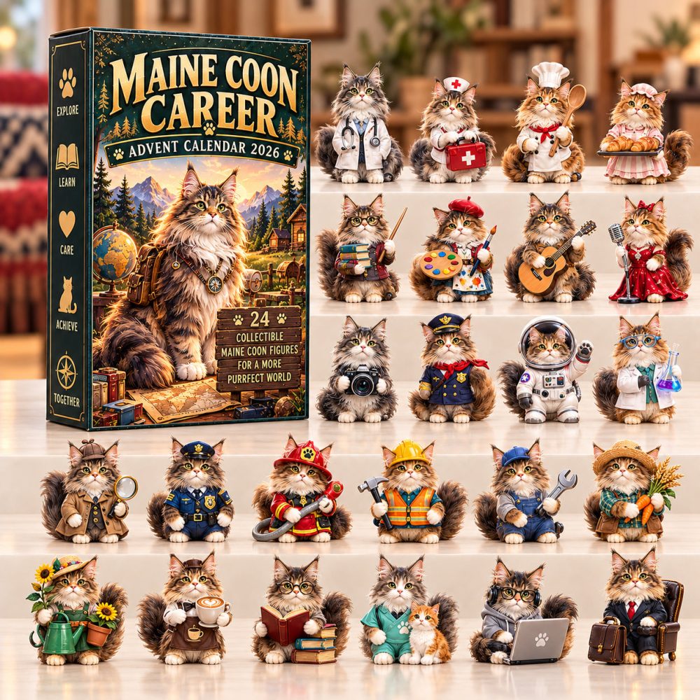 Maine Coon Career Advent Calendar 2026 Maine Coon Jobs 24 Days Countdown Cat Mom Gift, 3D Acrylic Collectibles