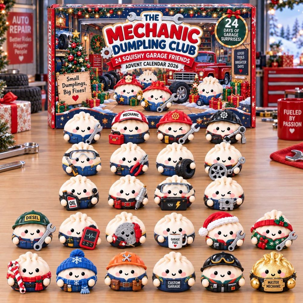 Mechanic Dumpling Club Advent Calendar 2026 Squishy Garage 24 Days Countdown Gift For Mechanics, 3D Acrylic Collectibles
