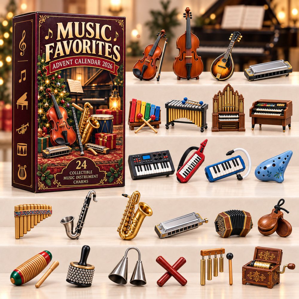 Music Favorites Advent Calendar 2026 Music Instrument Charms 24 Days Countdown Gift For Musicians, 3D Acrylic Collectibles