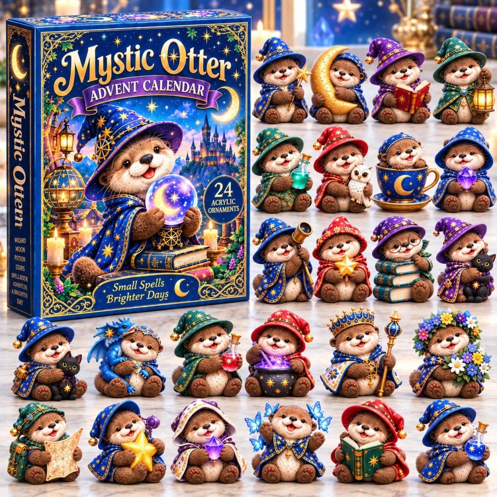 Mystic Otter Advent Calendar 2026 Wizard Otter Spells 24 Days Countdown Otter Lover Gift, 3D Acrylic Collectibles