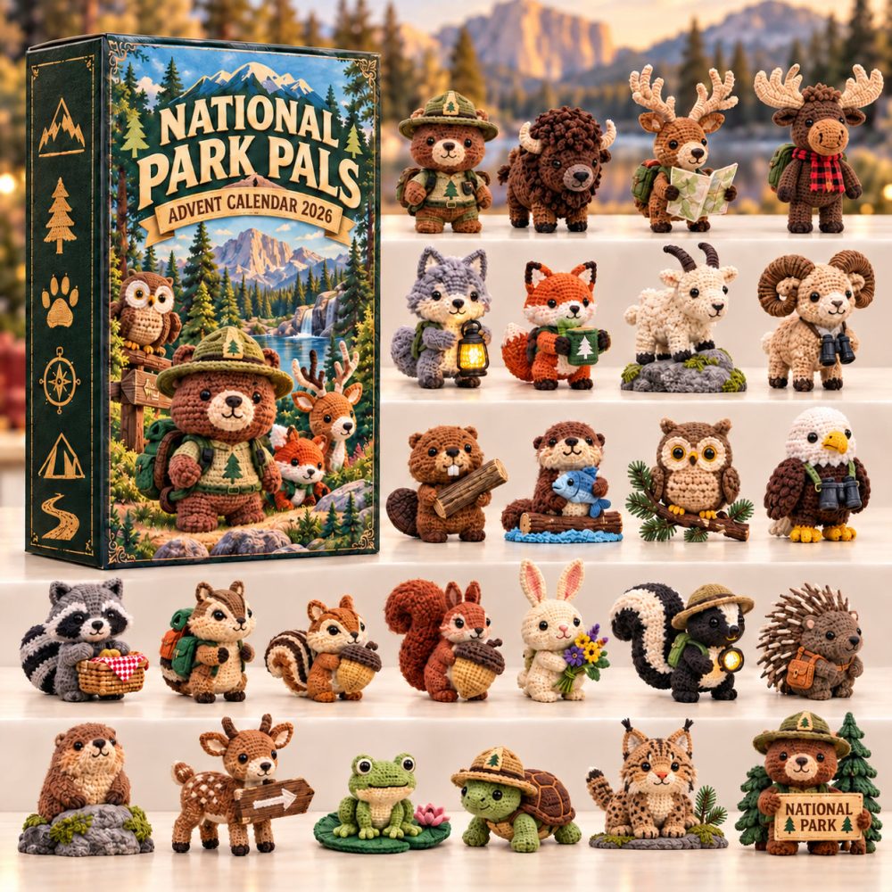 National Park Pals Advent Calendar 2026 Ranger Forest Animals 24 Days Countdown Hiker Gift, 3D Acrylic Collectibles