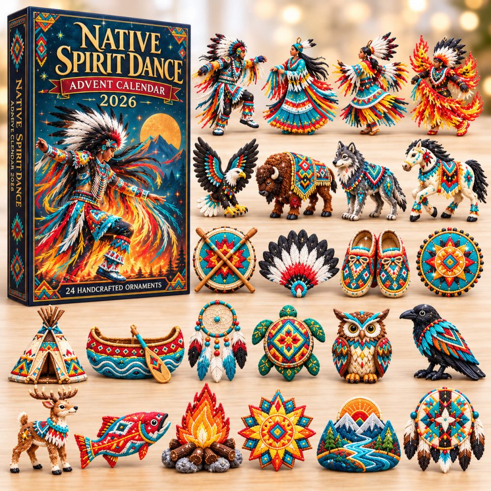 Native Spirit Dance Advent Calendar 2026 Powwow Dancer 24 Days Countdown Native Culture Gift, 3D Acrylic Collectibles