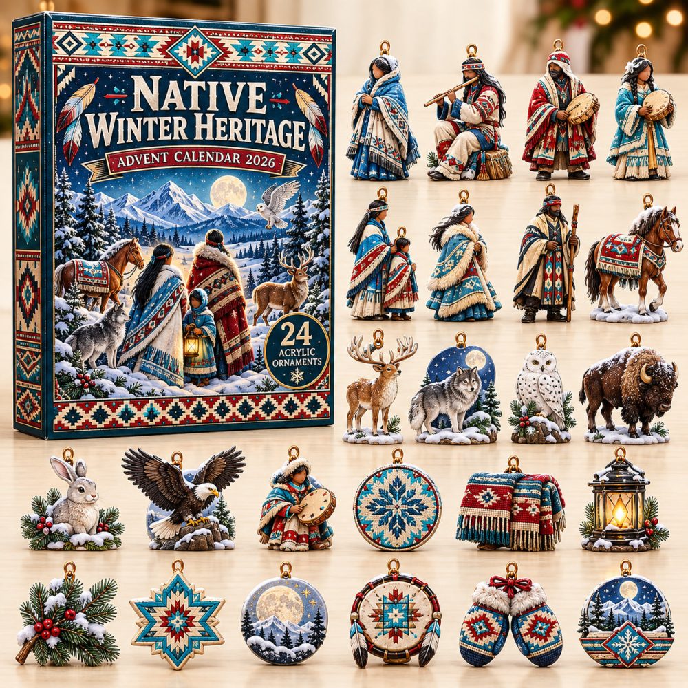 Native Winter Heritage Advent Calendar 2026 Snowy Tribe 24 Days Countdown Gift For Family, 3D Acrylic Collectibles