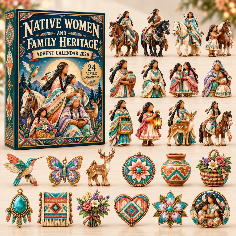 Native Women And Family Heritage Advent Calendar 2026 Mother Horse 24 Days Countdown Tribal Gift, 3D Acrylic Collectibles