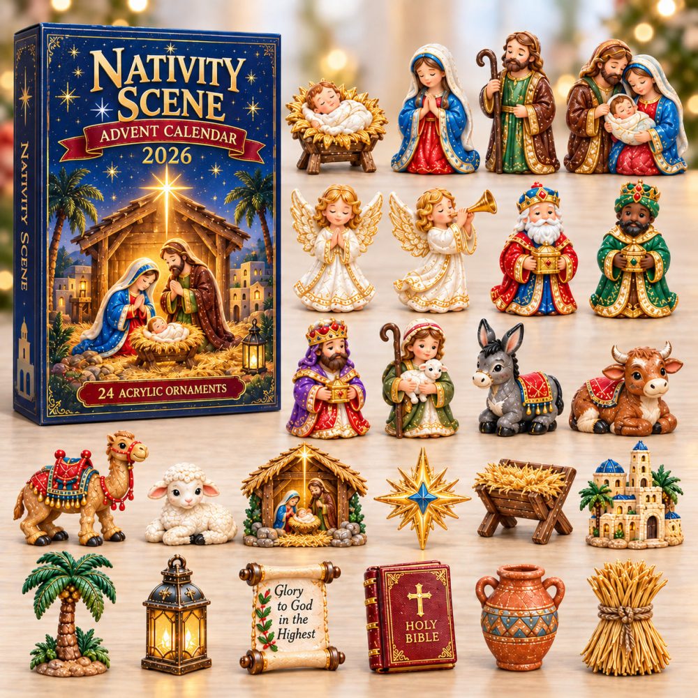 Nativity Scene Advent Calendar 2026 Birth Of Jesus Story 24 Days Countdown Church Gift, 3D Acrylic Collectibles