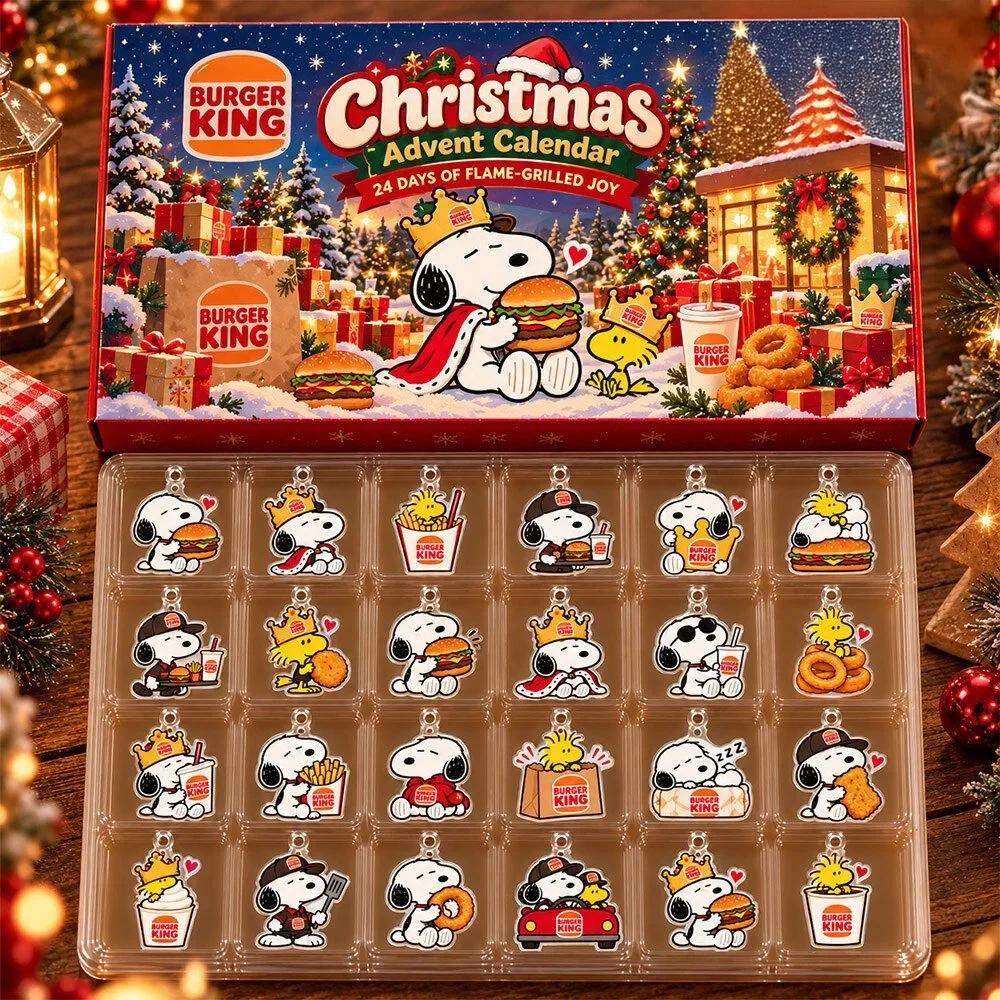Snoopy Burger King Christmas Mashup Concept Christmas Advent Calendar Xmas Countdown , 3D Acrylic Collectibles