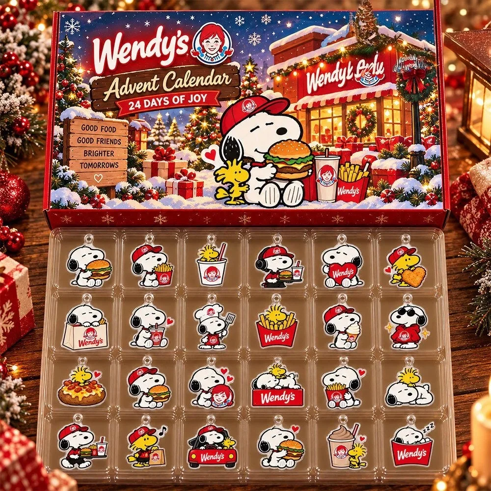 Snoopy Wendys Christmas Fast Food Christmas Advent Calendar Xmas Countdown Snoopy Lover Presents , 3D Acrylic Collectibles