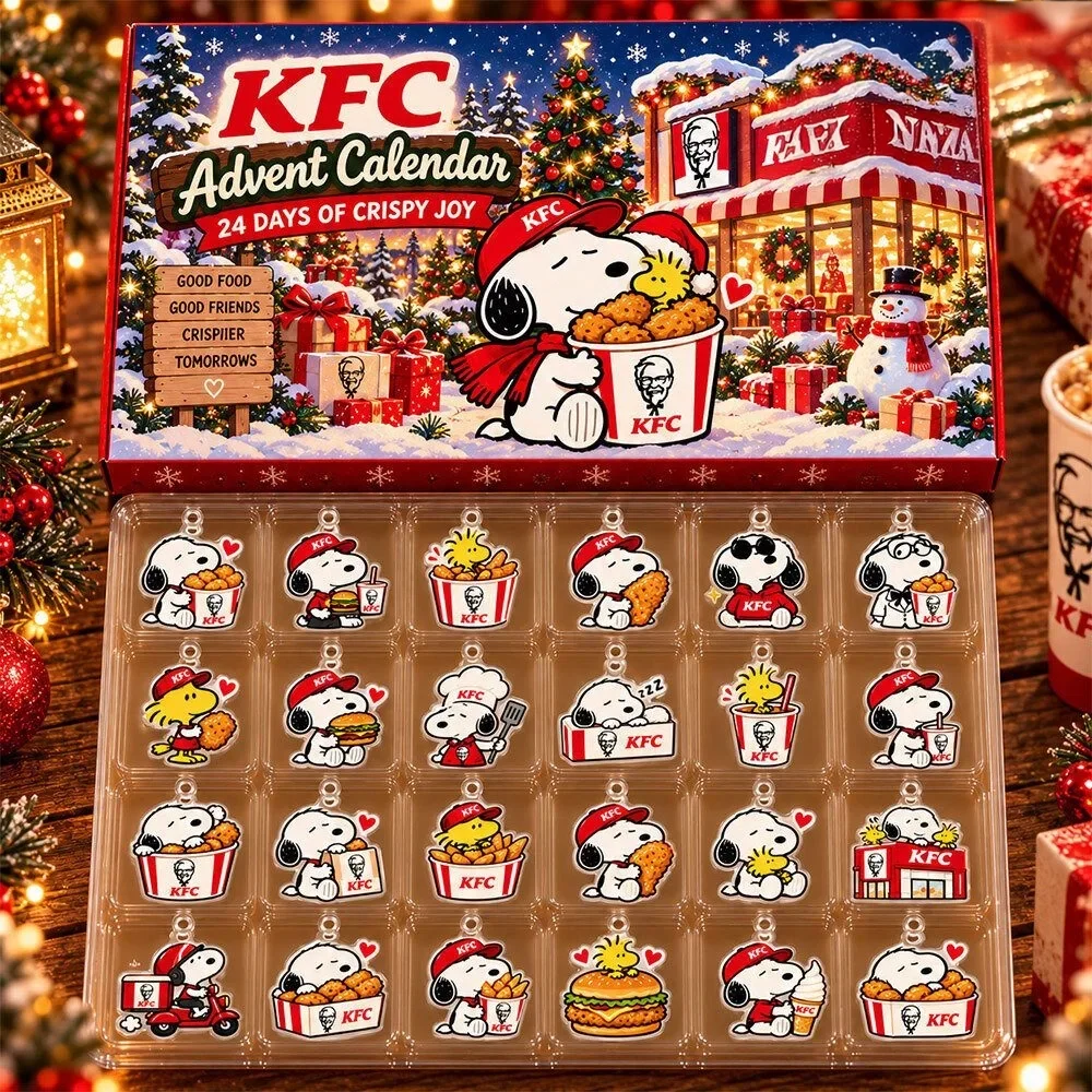 Snoopy Kfc Christmas Fast Food Mashup Christmas Advent Calendar Xmas Gifts For Snoopy Lovers , 3D Acrylic Collectibles