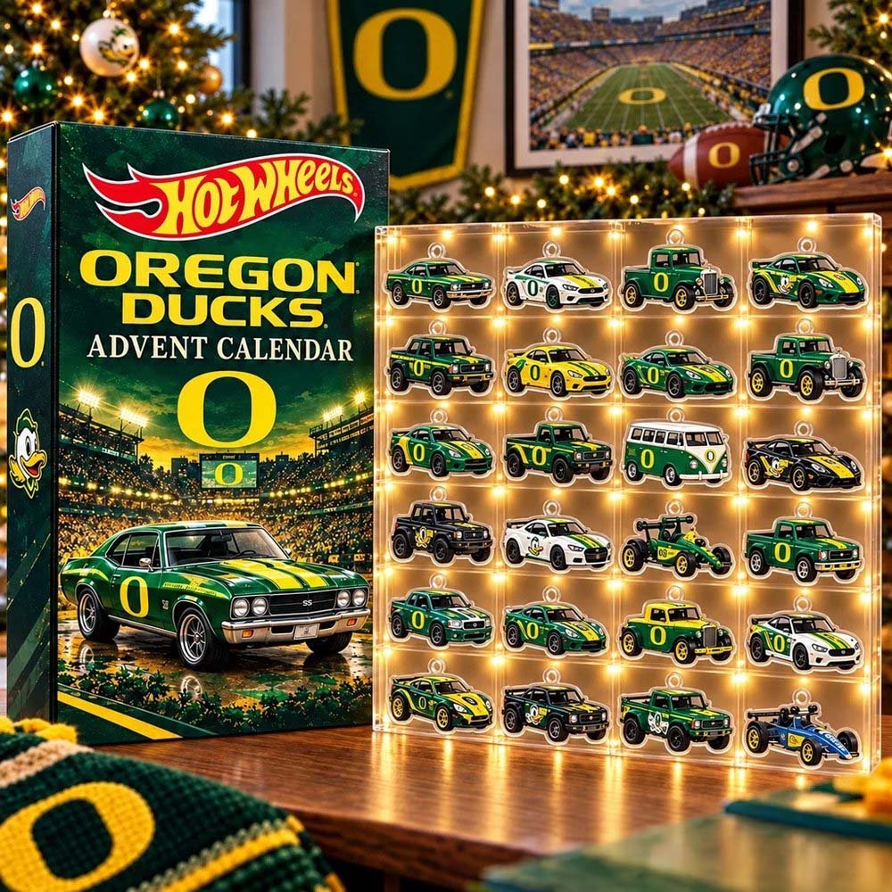 Oregon Ducks Hot Wheels Advent Calendar 2026 Oregon Ducks Advent Calendar , 3D Acrylic Collectibles