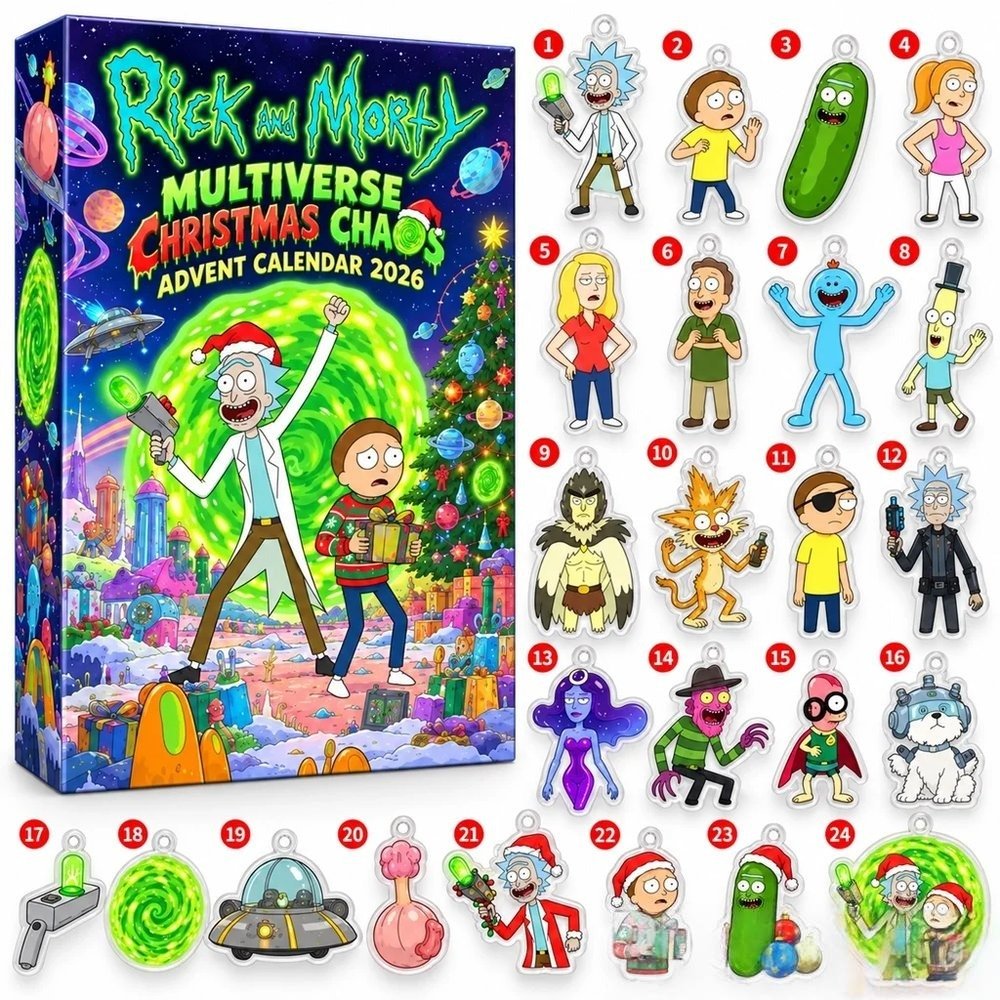 Rick And Morty Multiverse Christmas Chaos Advent Calendar 2026 Xmas Advent Calendar Christmas Gifts , 3D Acrylic Collectibles