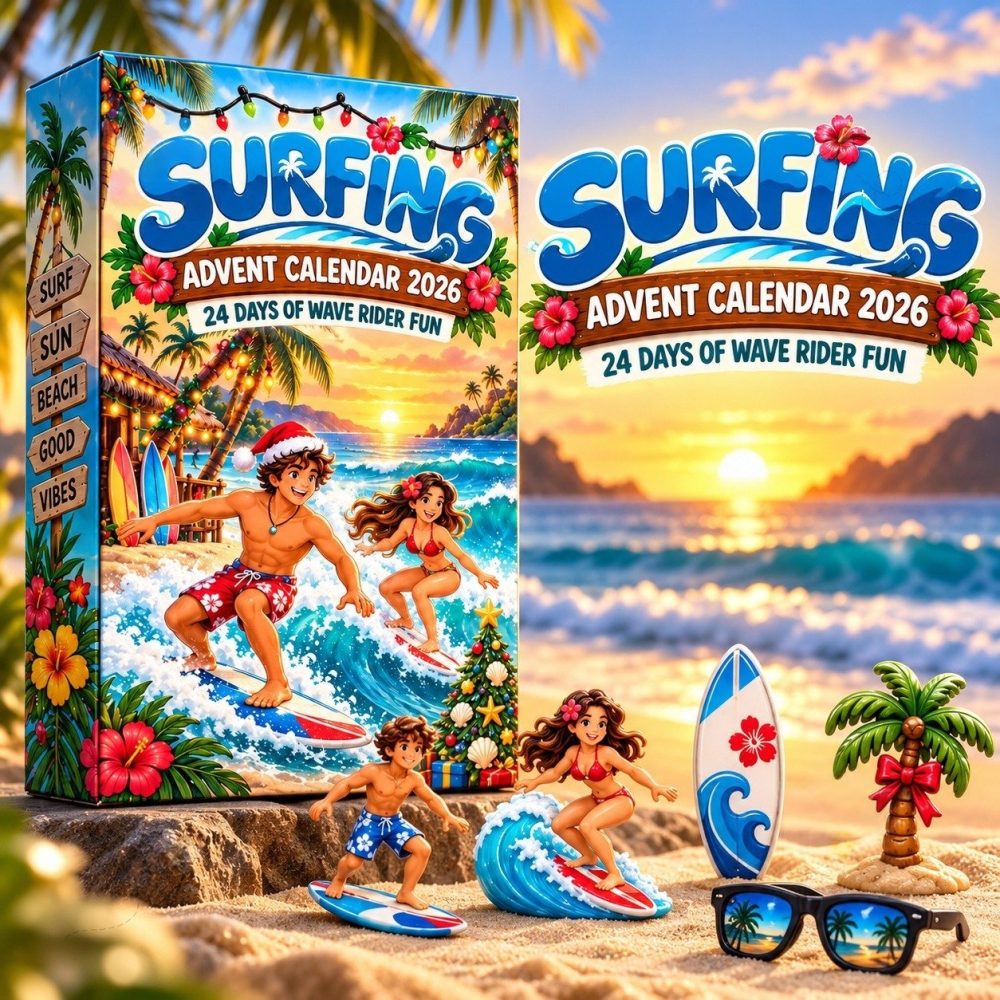 Surfing Christmas 2026 Advent Calendar 24 Days Of Wave Rider Fun Xmas Countdown , 3D Acrylic Collectibles