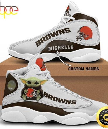 Baby Yoda Cleveland Browns Personalized Name Air Jordan 13 Shoes